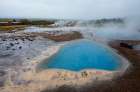 Haukadalur Valley, Iceland. Blue pools of geothermal water at the Strokkur geyser. Art Print